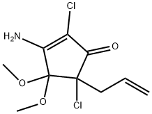 3-amino-2,5-dichloro-4,4-dimethoxy-5-prop-2-enyl-cyclopent-2-en-1-one Struktur