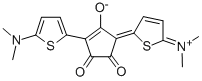 3-(5-Dimethylamino-thien-2-yl)-5-(2,5-dihydro-5-dimethylimmonium-thien-2-ylidene)-1,2-dioxo-cyclopenten-4-olate Struktur