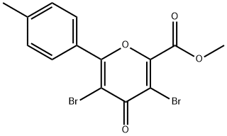 methyl 3,5-dibromo-6-(4-methylphenyl)-4-oxo-pyran-2-carboxylate Struktur