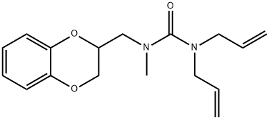 1,1-Diallyl-3-[(1,4-benzodioxan-2-yl)methyl]-3-methylurea Struktur