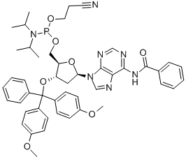 (N6-BENZOYL)-5'-O-[(N,N-DIISOPROPYLAMINO)-(2-CYANOETHOXY)PHOSPHINYL]-3'-O-(4,4'-DIMETHOXYTRITYL)-2'-DEOXYADENOSINE Struktur