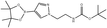 tert-butyl (2-(4-(4,4,5,5-tetramethyl-1,3,2-dioxaborolan-2-yl)-1H-pyrazol-1-yl)ethyl)carbamate Struktur