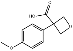 3-(4-メトキシフェニル)オキセタン-3-カルボン酸 化學構造式