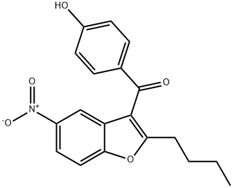 (2-Butyl-5-nitrobenzofuran-3-yl)(4-hydroxyphenyl)methanone Struktur