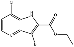 3-Bromo-8-chloro-1H-pyrrolo[3,2-b]pyridine-2-carboxylic acid ethyl ester Struktur