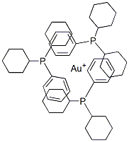 tris(dicyclohexylphenylphosphine)gold(I) Struktur