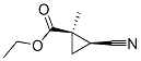 Cyclopropanecarboxylic acid, 2-cyano-1-methyl-, ethyl ester, cis- (9CI) Struktur