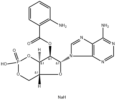 ADENOSINE 3',5'-CYCLIC MONOPHOSPHATE, 2'-O-ANTHRANILOYL-, SODIUM SALT Struktur