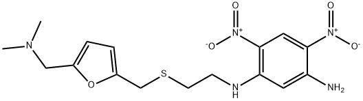 1,3-Benzenediamine, 4,6-dinitro-N-(2-(((5-((dimethylamino)methyl)-2-fu ranyl)methyl)thio)ethyl)- Struktur