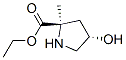 D-Proline, 4-hydroxy-2-methyl-, ethyl ester, trans- (9CI) Struktur