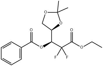 2-Deoxy-2,2-difluoro-4,5-O-isopropylidene-D-threo-pentonic Acid Ethyl Ester Benzoate Struktur