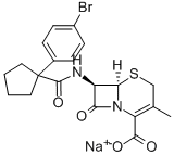 5-Thia-1-azabicyclo(4.2.0)oct-2-ene-2-carboxylic acid, 7-(((1-(4-bromo phenyl)cyclopentyl)carbonyl)amino)-3-methyl-8-oxo-, monosodium salt, ( 6R-trans)- Struktur