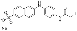 2-(4'-(IODOACETAMIDO)ANILINO)NAPHTHALENE-6-SULFONIC ACID SODIUM SALT Struktur