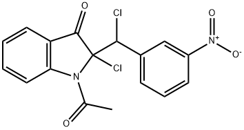 3H-Indol-3-one,  1-acetyl-2-chloro-2-[chloro(3-nitrophenyl)methyl]-1,2-dihydro- Struktur