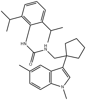 N(sup 1)-(2,6-Diisopropylphenyl)-N(sup 2)-(1-(1,5-dimethyl-3-indolyl)c yclopentylmethyl)urea Struktur