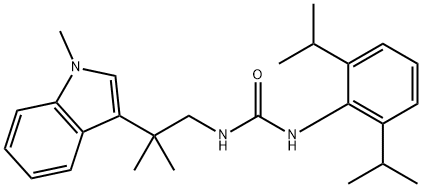 3-(2,6-dipropan-2-ylphenyl)-1-[2-methyl-2-(1-methylindol-3-yl)propyl]u rea Struktur