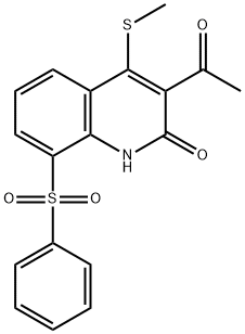 2(1H)-Quinolinone,  3-acetyl-4-(methylthio)-8-(phenylsulfonyl)- Struktur