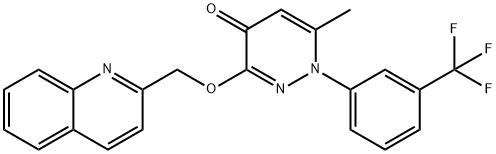 4(1H)-Pyridazinone, 6-methyl-3-(2-quinolinylmethoxy)-1-(3-(trifluorome thyl)phenyl)- Struktur