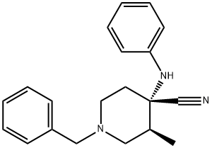 cis-(+)-3-Methyl-4-(phenylaMino)-1-(phenylMethyl)-4-piperidinecarbonitrile Struktur