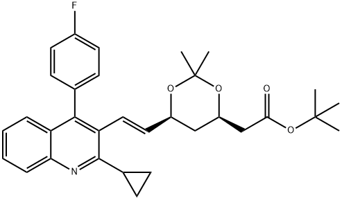 (4R,6S)-6-[(1E)-2-[2-Cyclopropyl-4-(4-fluorophenyl)-3-quinolinyl]ethenyl]-2,2-dimethyl-1,3-dioxane-4-acetic acid tert-butyl ester Structure