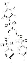 N,N-bis(2-((4-tolylsulfonyl)oxy)ethyl)-4-methoxy-2,3,6-trimethylbenzenesulfonamide Struktur