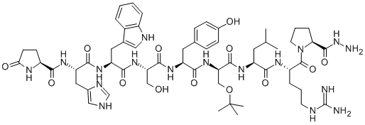 PYR-HIS-TRP-SER-TYR-D-SER(TBU)-LEU-ARG-PRO-NHNH2 Struktur