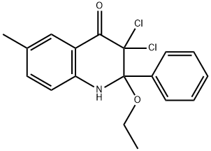 4(1H)-Quinolinone,  3,3-dichloro-2-ethoxy-2,3-dihydro-6-methyl-2-phenyl- Struktur