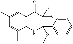 4(1H)-Quinolinone,  3,3-dichloro-2,3-dihydro-2-methoxy-6,8-dimethyl-2-phenyl- Struktur