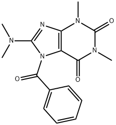 1H-Purine-2,6-dione,  7-benzoyl-8-(dimethylamino)-3,7-dihydro-1,3-dimethyl- Struktur