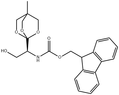 1-[N-FLUORENYLMETHOXYCARBONYL-(1S)-1-AMINO-2-HYDROXYETHYL]-4-METHYL-2,6,7-TRIOXABICYCLO[2.2.2]OCTANE Struktur