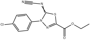 ETHYL 4-(4-CHLOROPHENYL)-5-CYANAMIDE-4,5-DIHYDRO-1,3,4-THIADIAZOLE-2-CARBOXYLATE Struktur