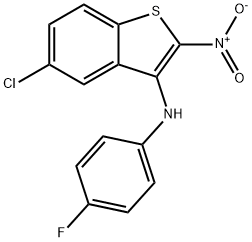 5-chloro-N-(4-fluorophenyl)-2-nitro-benzothiophen-3-amine Struktur