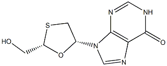 9-(2-(hydroxymethyl)-1,3-oxathiolan-5-yl)hypoxanthine Struktur