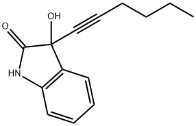 3-(1-hexynyl)-3-hydroxy-2-indolinone Struktur