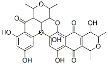 3,4,6a,7,9,9a-Hexahydro-4,11,13,15,18-pentahydroxy-1,3,7,9-tetramethyl-1H-[2]benzopyrano[6,7-f]naphtho[2',3':4,5]pyrano[4,3-b][1,4]benzodioxin-5,10,19(15H)-trione Struktur