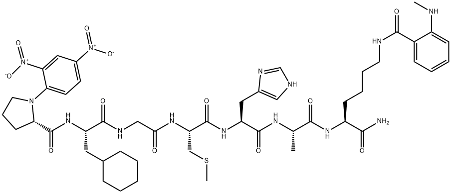 DNP-PRO-Β-シクロヘキシル-ALA-GLY-CYS(ME)-HIS-ALA-LYS(N-ME-ABZ)-NH2 化學(xué)構(gòu)造式