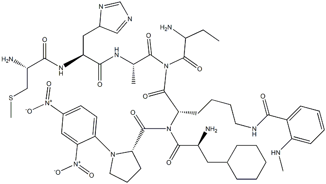 DNP-PRO-B-CYCLOHEXYL-ALA-ABU-CYS(ME)-HIS-ALA-LYS(N-ME-ABZ)-NH2, 150956-93-7, 結(jié)構(gòu)式