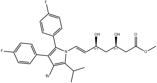 7-(3-bromo-4,5-bis(4-fluorophenyl)-2-(1-methylethyl)-1H-pyrrol-1-yl)-3,5-dihydroxy-6-heptenoic acid methyl ester Struktur