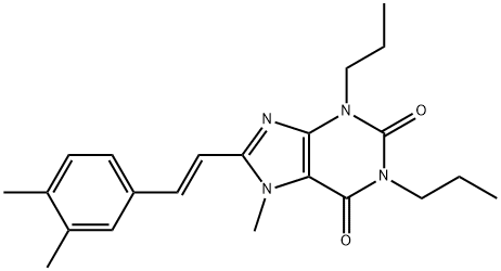 (E)-8-(3,4-Dimethylstyryl)-7-methyl-1,3-dipropylxanthine Struktur