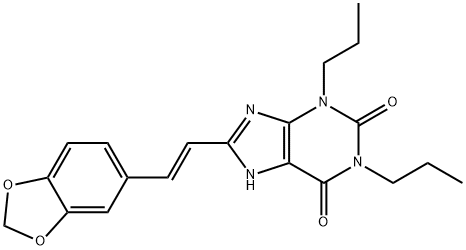 (E)-8-(3,4-Methylenedioxystyryl)-1,3-dipropylxanthine hydrate Struktur