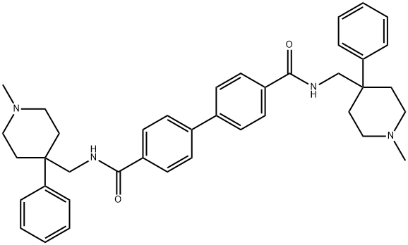 4,4'-Biphenyldicarboxamide, N,N'-bis(1-methyl-4-phenyl-4-piperidylmethyl)- Struktur