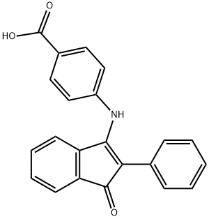 4-[(1-oxo-2-phenyl-1H-inden-3-yl)amino]benzenecarboxylic acid Struktur