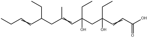 4,6-dihydroxy-8-methyl-4,6,10-triethyltetradeca-2,7,11-trienoic acid Struktur