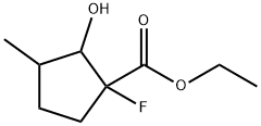 Cyclopentanecarboxylic acid, 1-fluoro-2-hydroxy-3-methyl-, ethyl ester (9CI) Struktur