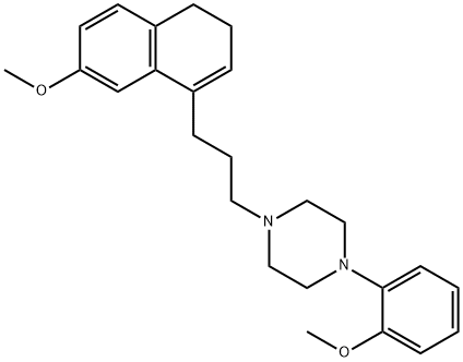 4-(3-(1,2-dihydro-6-methoxynaphthalen-4-yl)-n-propyl)-1-(2-methoxyphenyl)piperazine Struktur