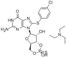 8-(4-CHLOROPHENYLTHIO)GUANOSINE 3',5'-CYCLIC MONOPHOSPHOTHIOATE, RP-ISOMER TRIETHYLAMMONIUM SALT Struktur