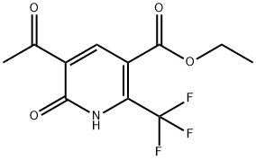 ethyl 5-acetyl-6-oxo-2-(trifluoromethyl)-1,6-dihydropyridine-3-carboxylate Struktur