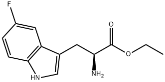 Ethyl 2-amino-3-(5-fluoro-1H-indol-3-yl)propanoate, 3-(2-Amino-3-ethoxy-3-oxoprop-1-yl)-5-fluoro-1H-indole Struktur