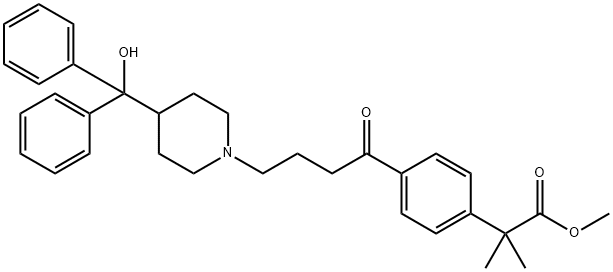 Methyl-4-4(4-hydroxy diphenyl-methyl)-piperidine-1-oxobutyl-2-2-dimethyl phenyl Struktur