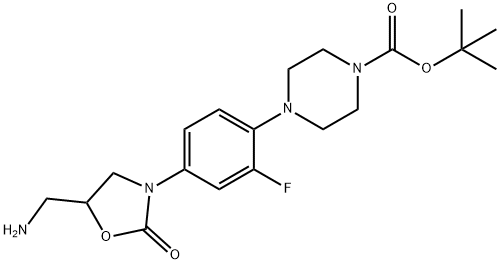 4-[4-[5-(Aminomethyl)-2-oxo-3-oxazolidinyl]-2-fluorophenyl]-1-piperazinecarboxylic acid tert-butyl ester Struktur